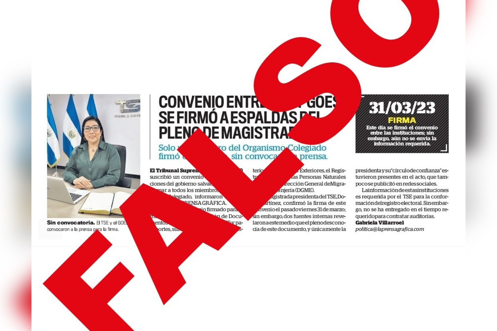 Presidenta del TSE desmiente supuesto convenio firmado con el GOES a espalda del pleno de magistrados