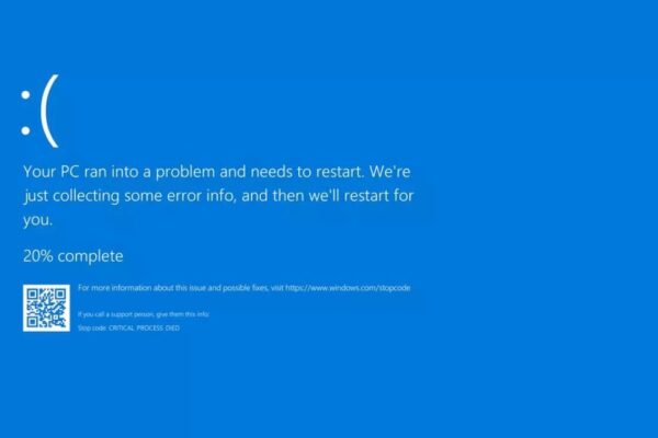 Pantalla azul de la muerte del apagón, informático.