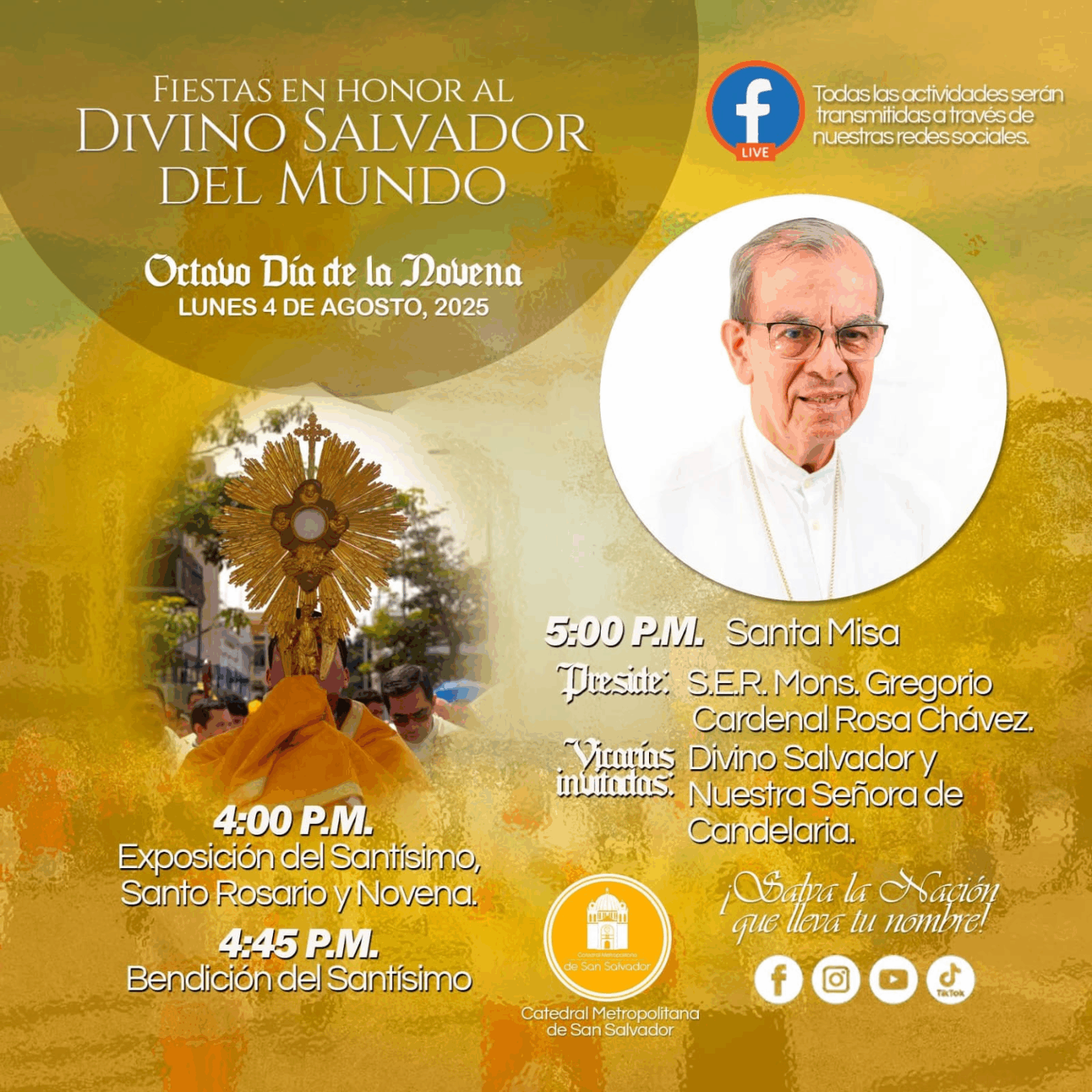 Programación de actividades religiosas en honor al Divino Salvador del ...