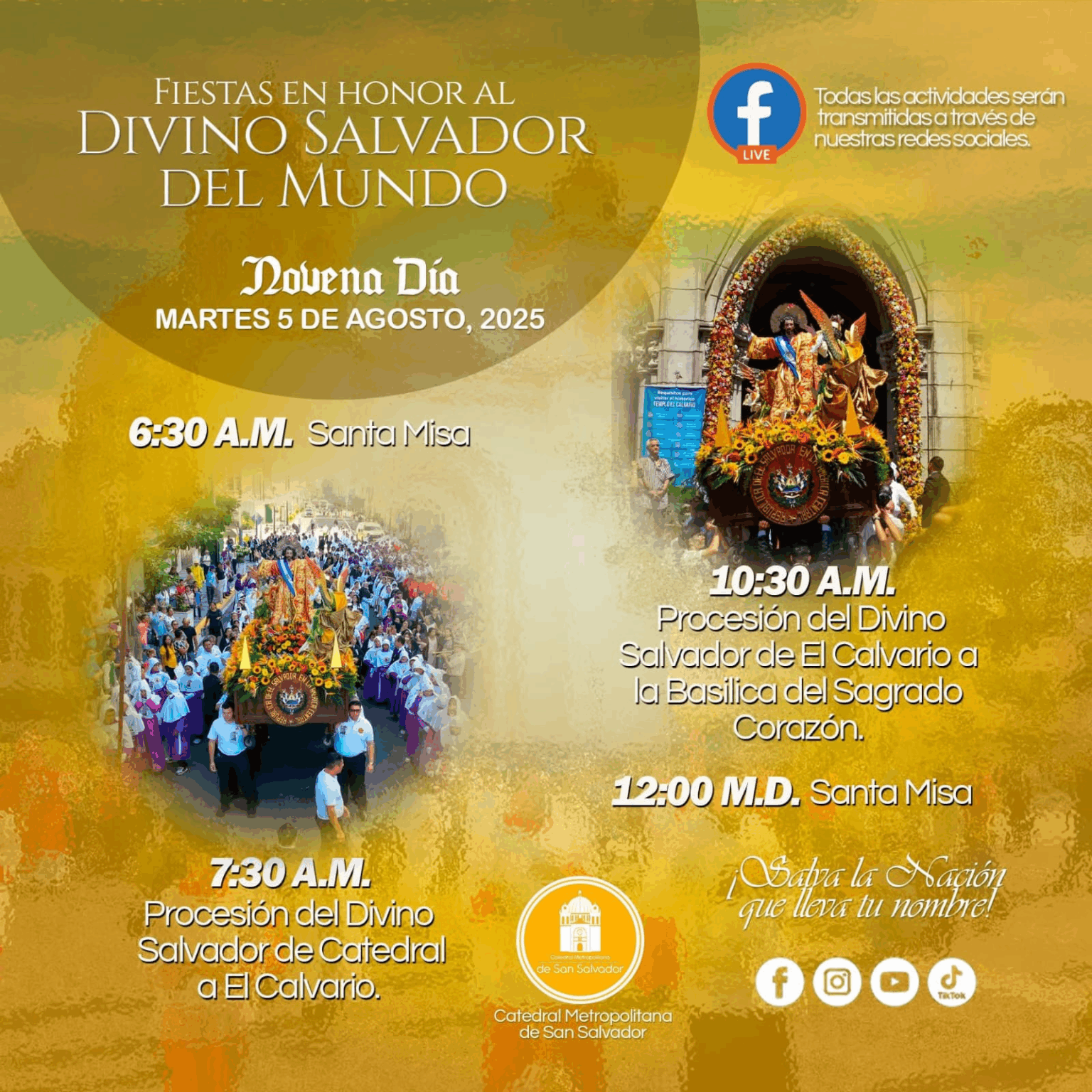 Programación de actividades religiosas en honor al Divino Salvador del ...