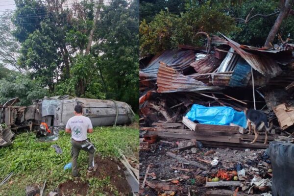 Mujer de la tercera edad muere tras impacto de camión cisterna contra su vivienda