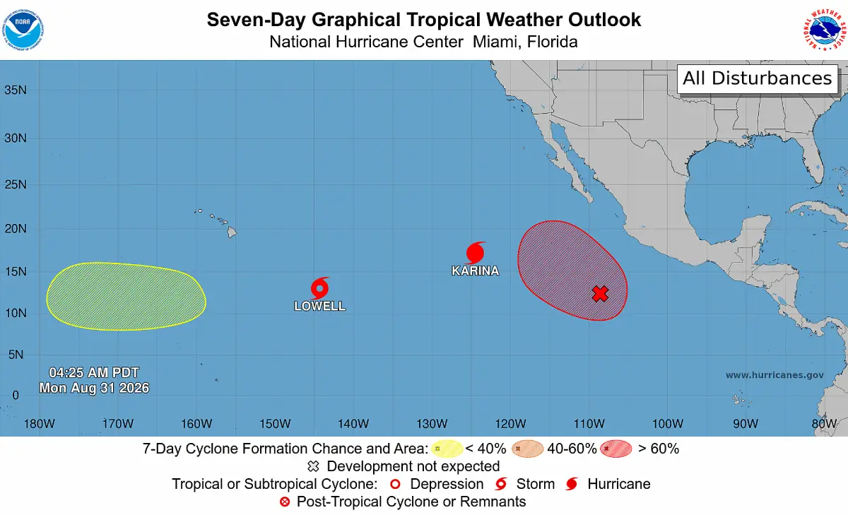 Descartan influencia del huracán Karina y la tormenta Lowell sobre El Salvador