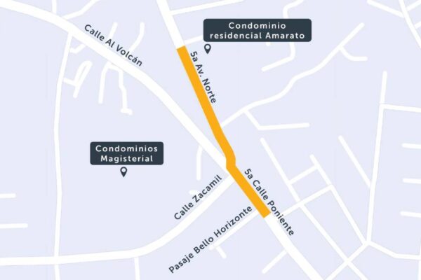 VMT anuncia circulación controlada en la 5.ª avenida Norte y 5.ª calle Poniente, Mejicanos